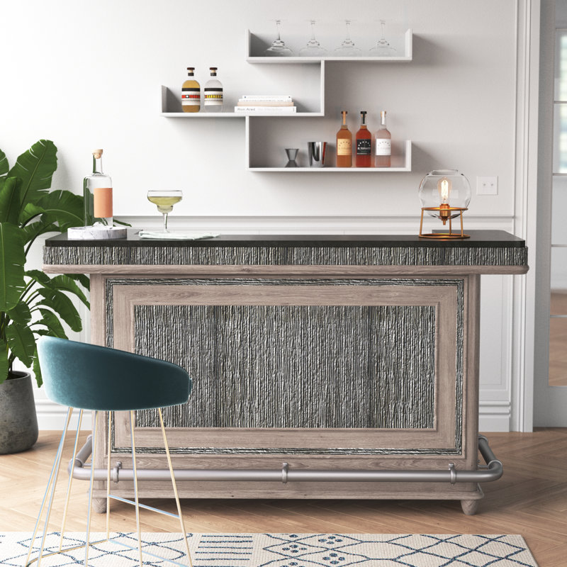 Mercer41 Adelina Textured Front Bar with Wine Storage & Reviews